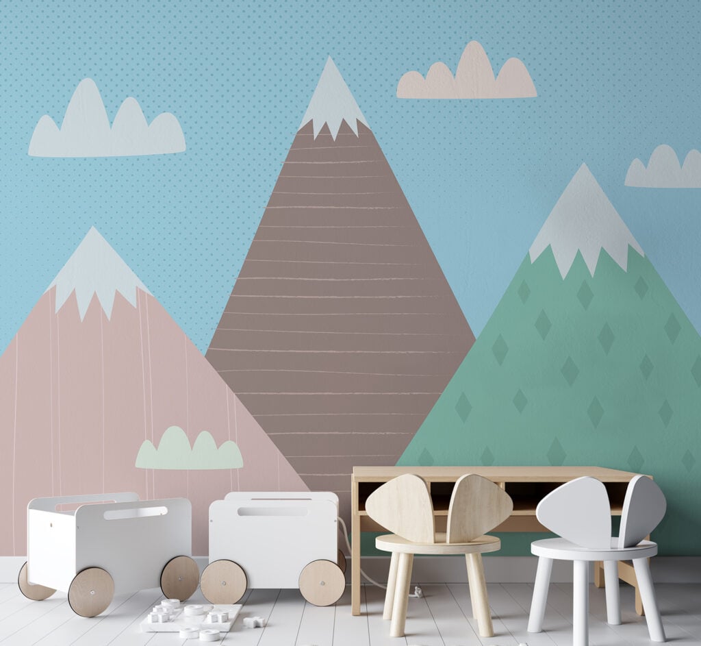 Colorful Kids Room Mountain Wallpaper Murals  Mothers Day Celebration