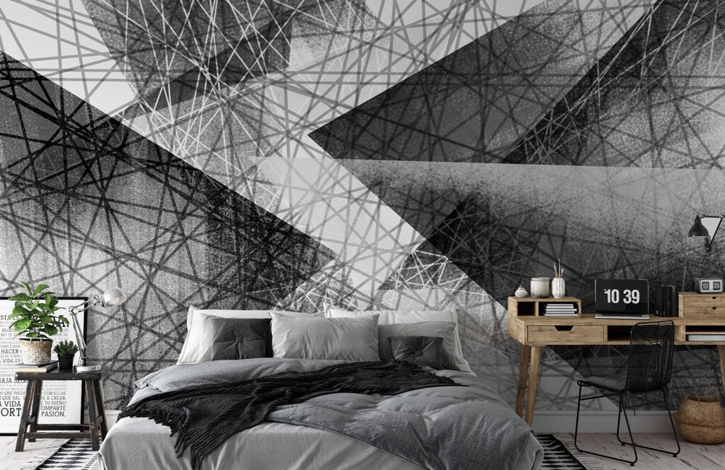 Black & White Monochrome Geometric Art Wallpaper