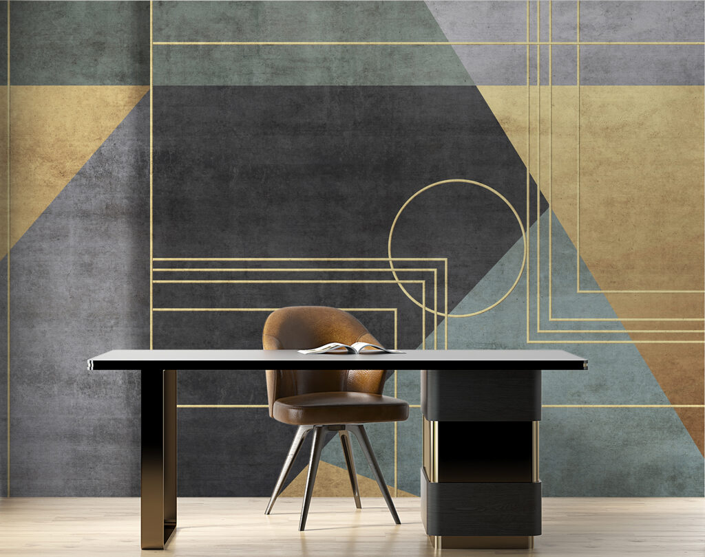 Geometric Gold Line Office Wallpaper Murals