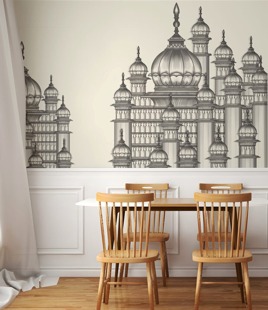 Mughal Building Architectural Manual Illustrated Wallpaper