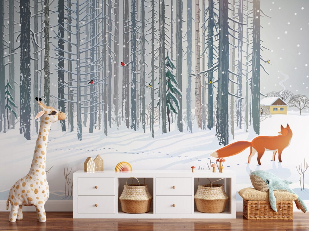 Winter Forest Fox Wallpaper Mural