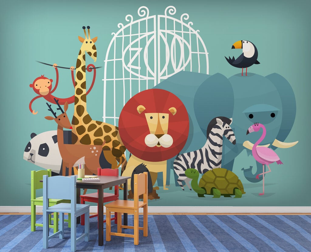 Zoo Animals Wallpaper Mural