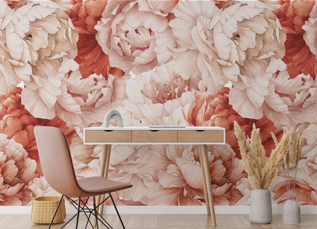 Shameless Peonies Florals Peel and Stick Wallpaper Murals