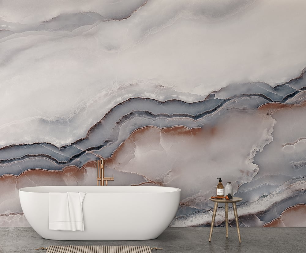 Striking White Clouded Marble Wallpaper Mural