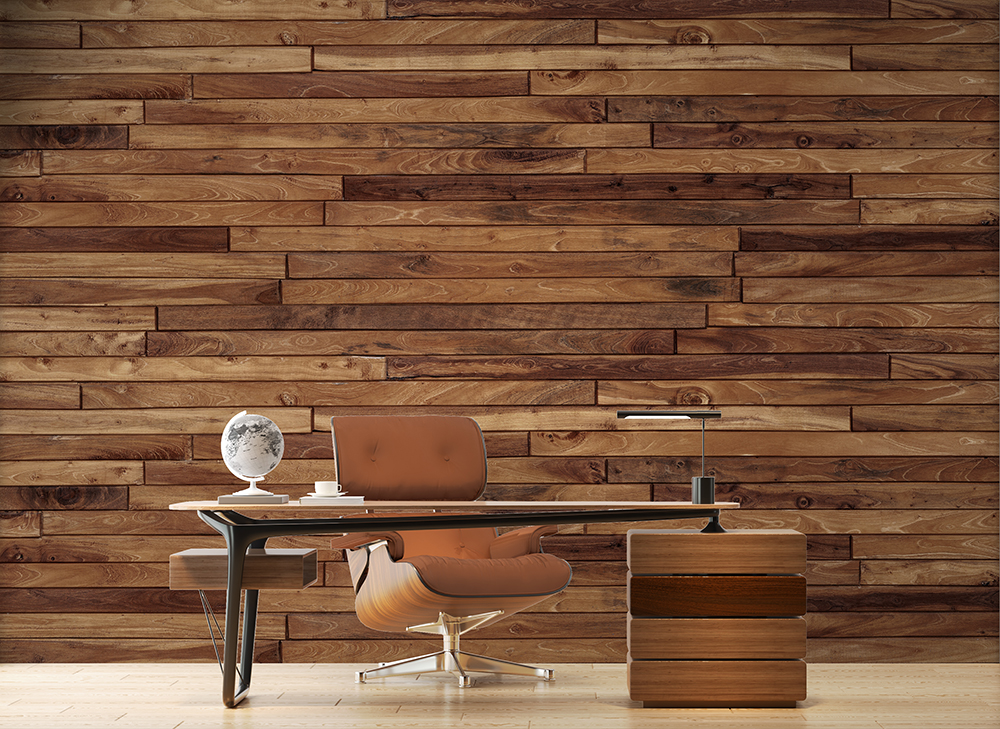 Brown Color Wooden Stipes Peel And Stick Wall Mural
