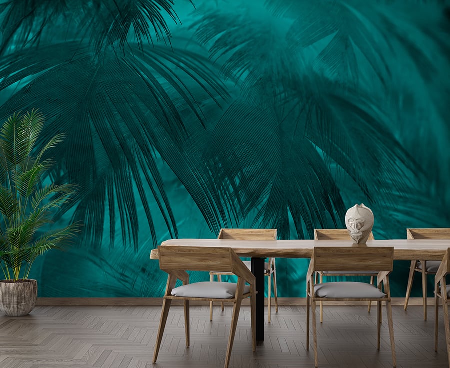 Azure Palm Tree Leaf Removable Wallpaper