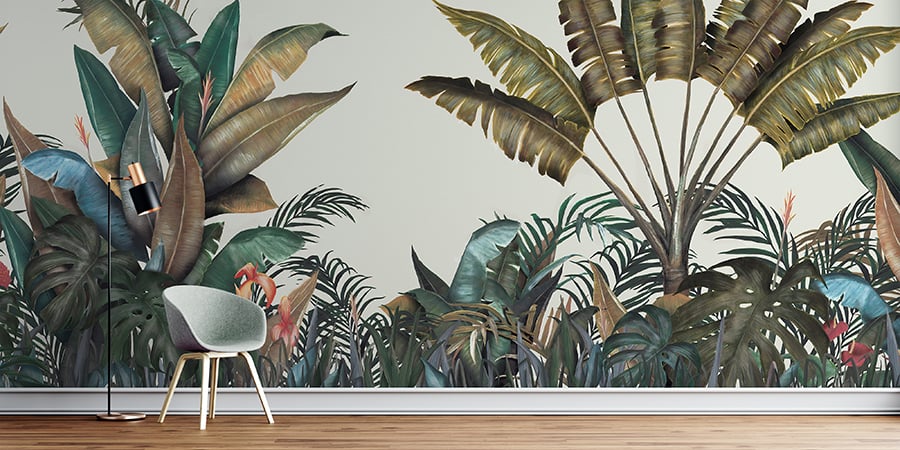 Serene Tropical Leaves Wall Murals