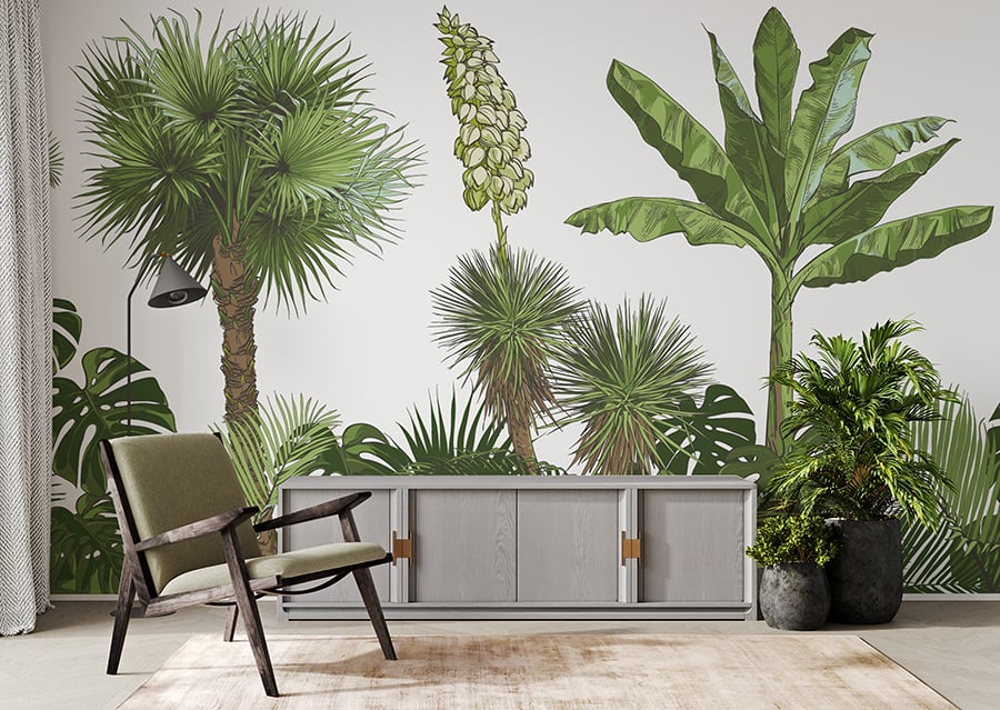 Tropical Brown-Hued Foliage Wall Murals