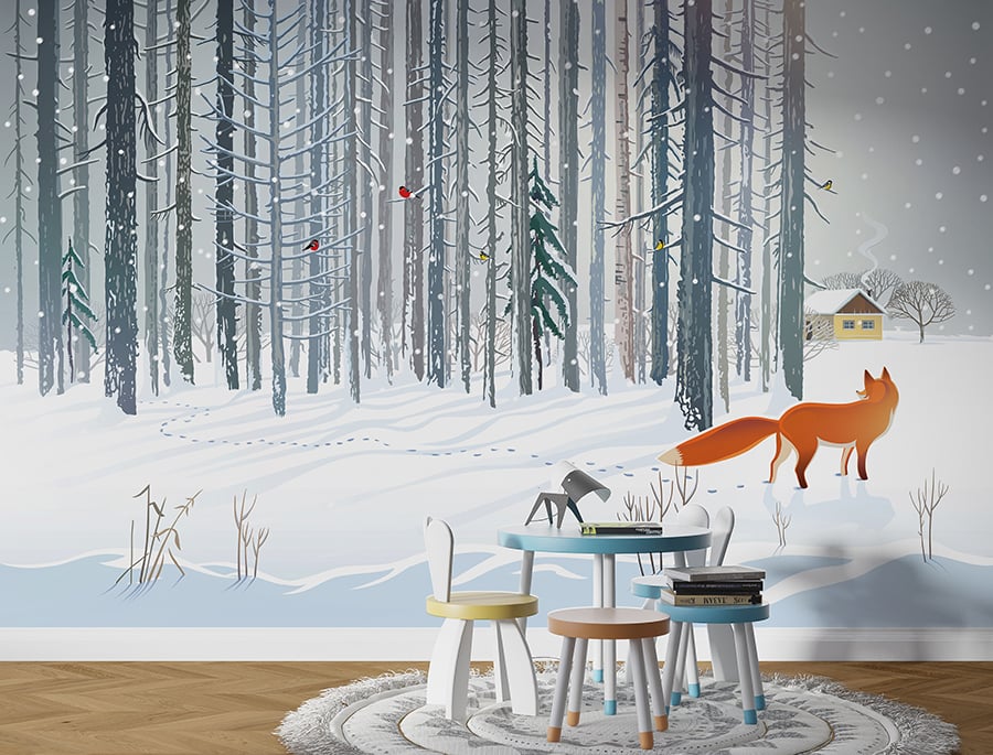 Winter Forest Fox Wallpaper Murals