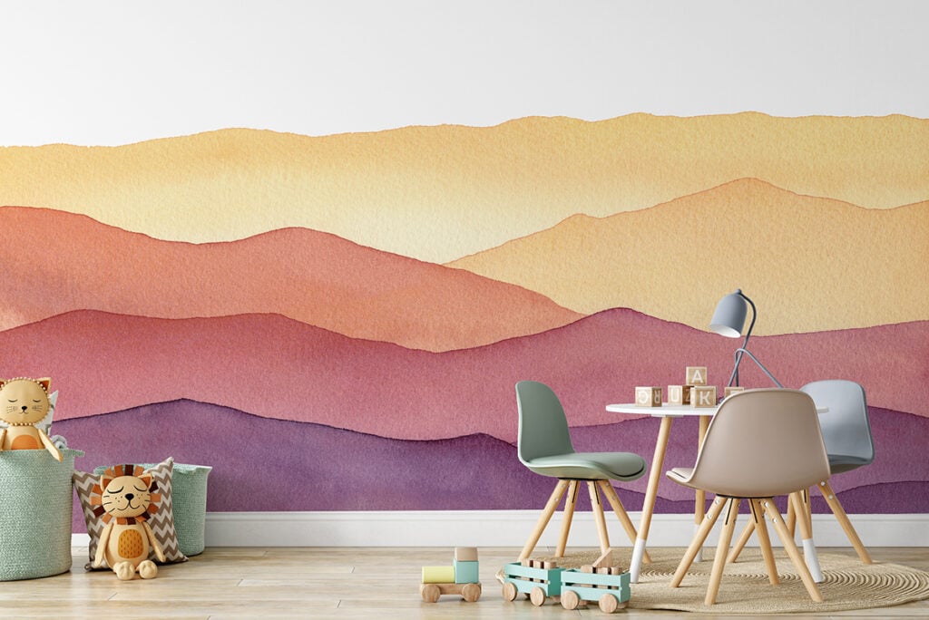 Watercolor Wavy Mountain Wallpaper Murals