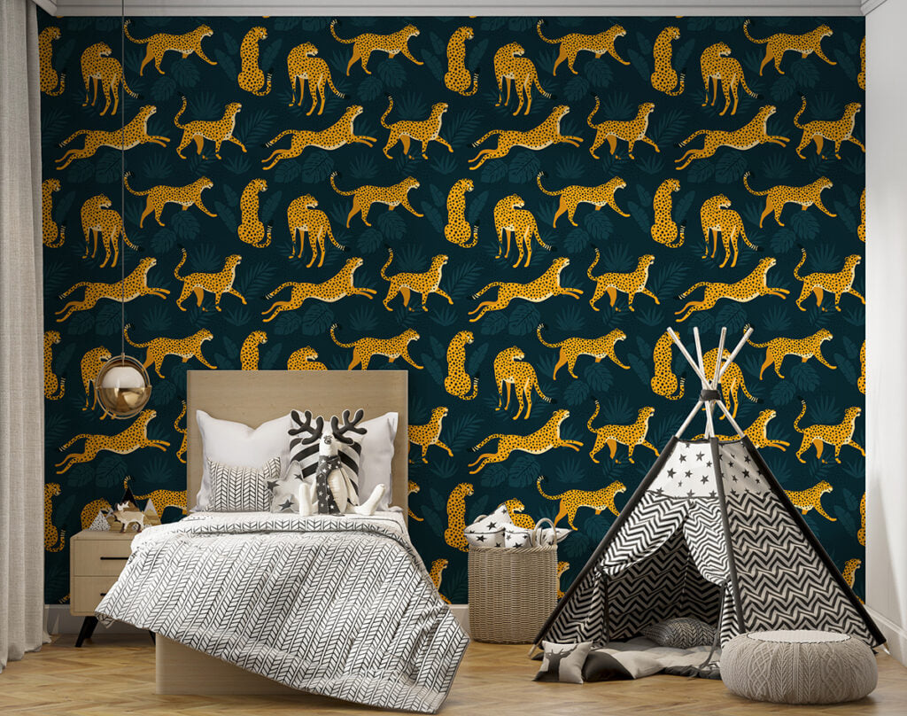 Yellow Leopard Repeat Pattern Murals