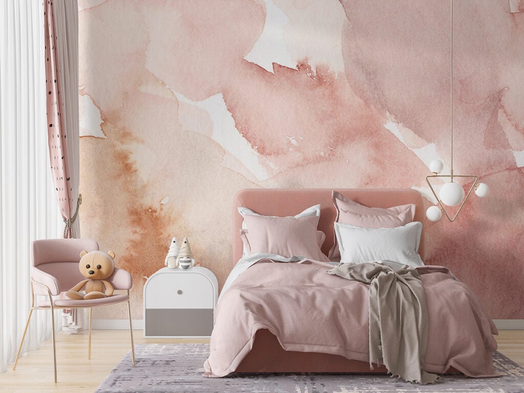 Baby Pink Abstract Paiting Wall Murals