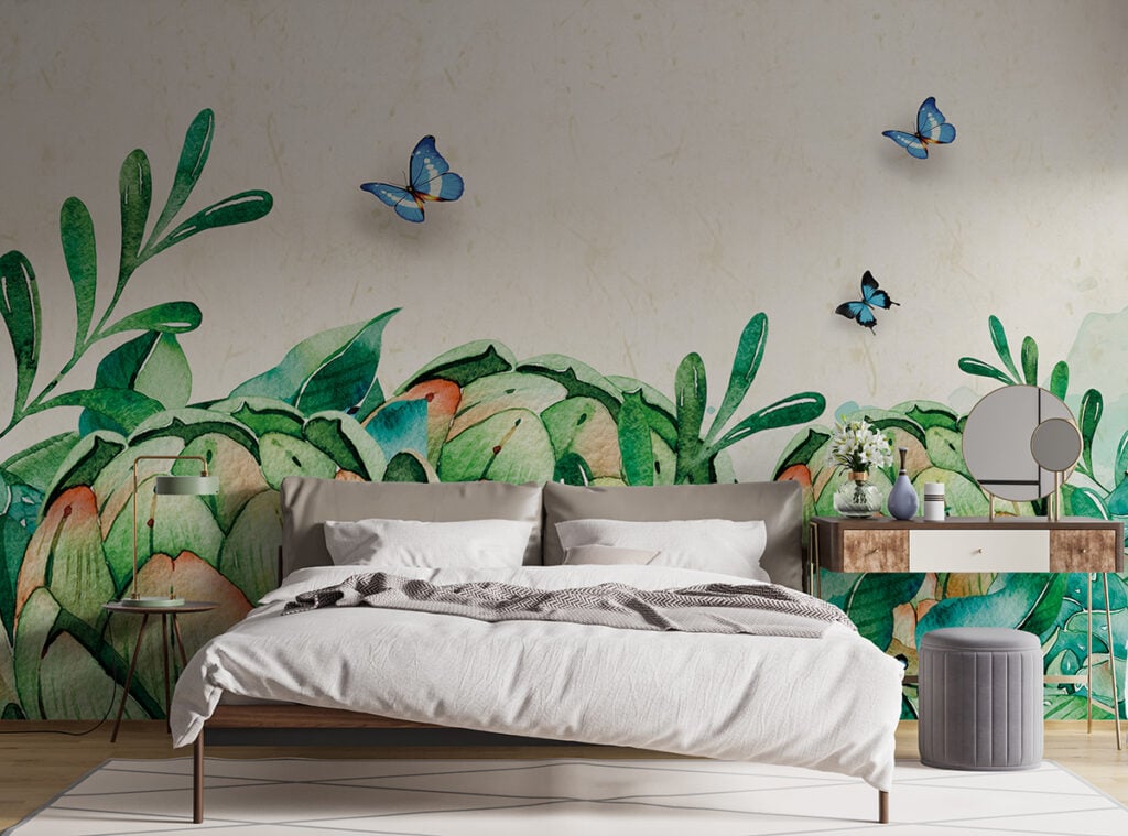 Watercolour Green Garden Wall Wallpaper Murals