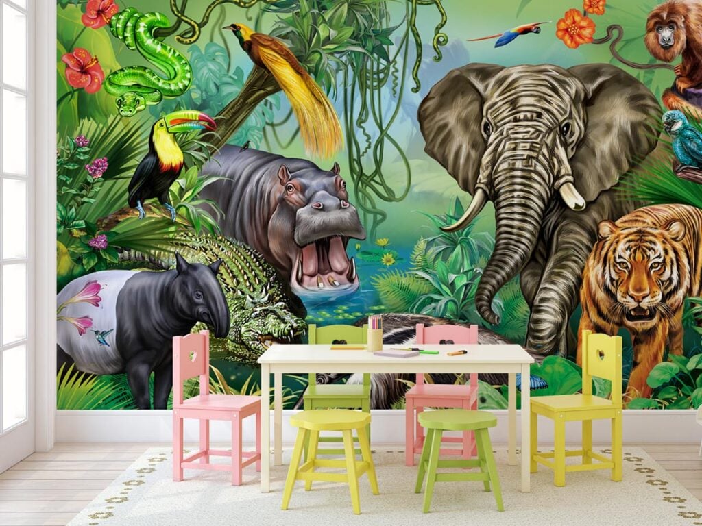 Forest Wildlife Kids Room Wallpaper 