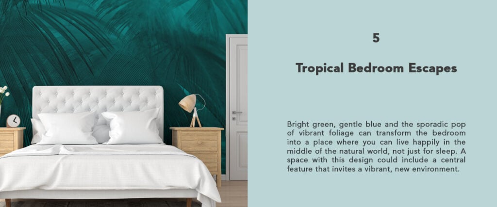 Turquoise Color Palm Tree Leaf Peel & Stick Wallpaper