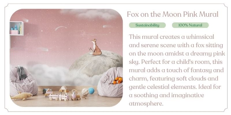 Fox on the Moon Pink Mural