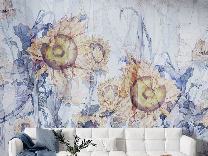 Artistic Sunflower Wall Mural