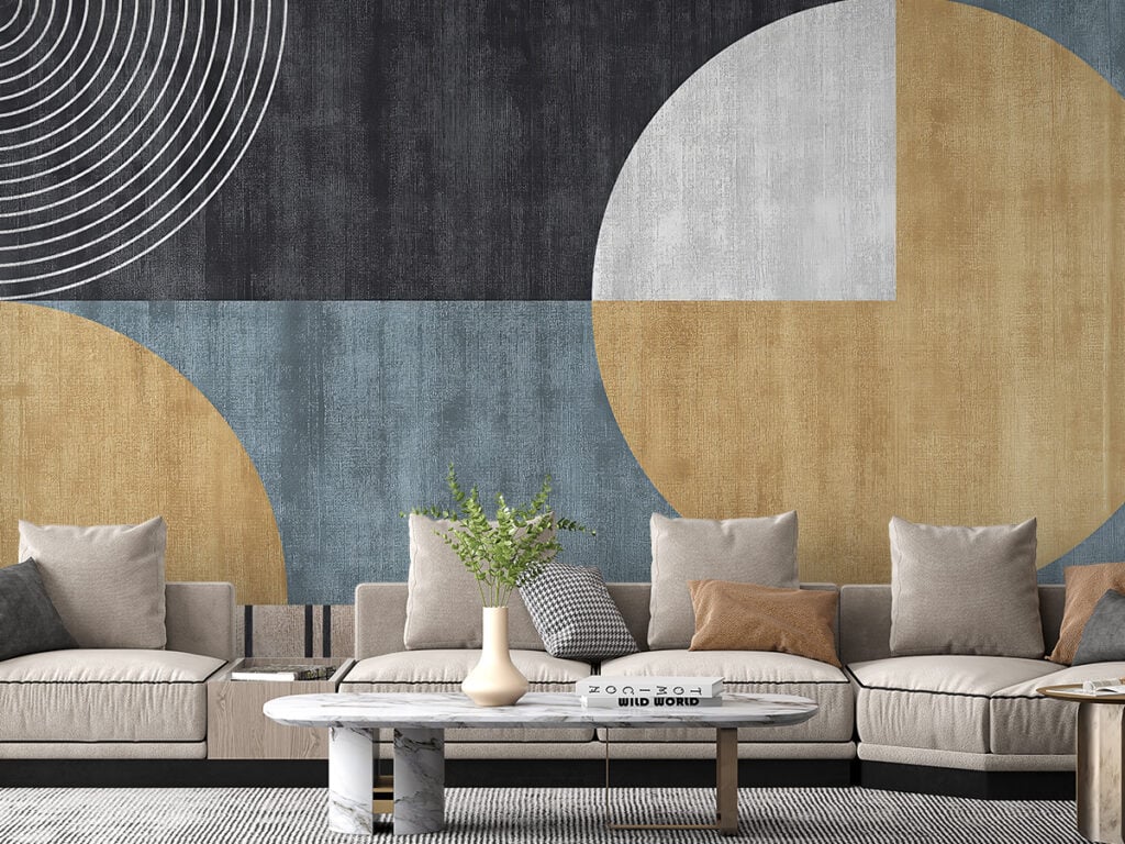 Abstract Retro Geometric Mural
